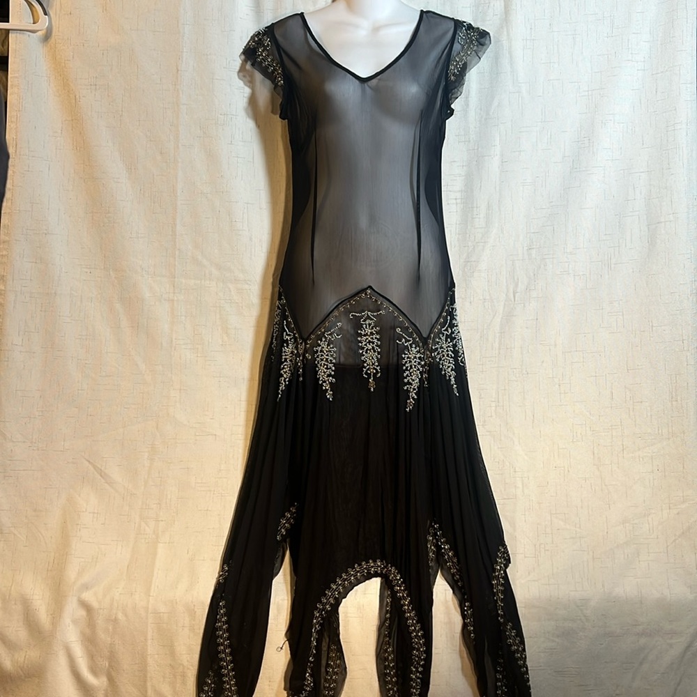 Stevie Nicks style black lace dress Size M-L